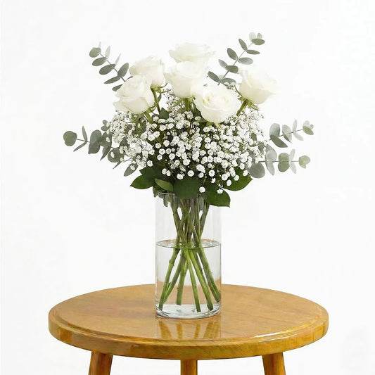 6 White Roses